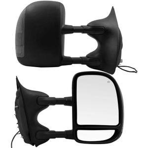 PZ Towing Mirrors Replacement Fit For 1999-2007 F-250 F-350 F-450 F-550 Super Duty, Power Heated,Smoke Signal,Black (Pair Set)