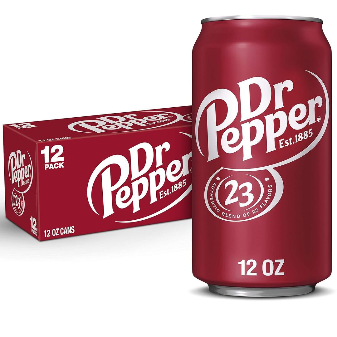 Dr Pepper Soda, 12 fl oz cans, 12 pack BB:08/17/2026