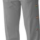 Mens Linen Pants Summer Casual Button Straight Beach Pants Baggy Elastic Waist Drawstring Yoga Trousers with Pockets (Gray, XL)