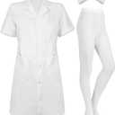 Hercicy Nurse Dress Costume Set for Women White Short Sleeve Medical Lab Coat Nurse Cap Footed Pantyhose Halloween Cosplay (XX-Large)