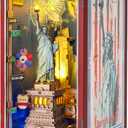 Book Nook Kit, DIY Miniature House Dollhouse Crafts Kit for Adults and Teens, The Statue of Liberty New York Cityline 3D Wooden Puzzle Booknook Build Bookshelf Decor GiftsLiberty's Legacy