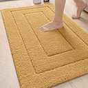 DEXI Bathroom Rug 43x24, Non Slip Washable Bath Mat for Shower Floor, Extra Large Absorbent Soft Bathmat with Rubber Backing, Quick Dry Microfiber Carpet, Yellow