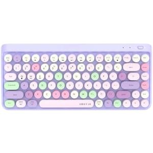UBOTIE Portable Bluetooth Colorful Computer Keyboards, Wireless Mini Compact Retro Typewriter Flexible 84Keys Design Keyboard (Purple-Colorful)