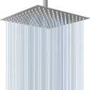Voolan Rain Shower Head - High Flow Large Rainfall Shower Heads Made of Stainless Steel - Waterfall Bathroom Square Showerhead - Ceiling or Wall Mount (12" Brushed Nickel)