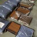 Wisteria Lane Outdoor Patio Furniture Set, 7 Piece Outdoor Dining Sectional Sofa with Dining Table and Chair, All Weather Wicker Conversation Set with Ottoman,Blue (High Back)