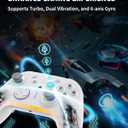 Bcofo Wireless Mobile Game Controller for iOS/iPhone/Android/Cell Phone/Switch/Laptop, Gaming Gamepad with Phone Clip for Gamers, Hall Effect Triggers, Wired PC Control, with RGB LED Lighting/Vibration/6-Axis Gyro/Turbo (White)