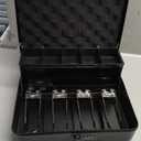 Jssmst Locking Large Metal Cash Box with Money Tray, Money Box with Combination Lock, Black