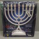 LED Electric Blue Hanukkah Menorah with Special Effects - Battery/USB Powered, Star of David, 4 Lighting/Blinking Modes, Large LED Bulbs, Chanukah Traditional Electric Menorahs - White