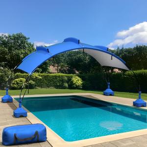 Uthfy Pool Shade Canopy, Large Sunshade Swimming Canopy with UV Block & Waterproof, Steel Frame, Pop up Beach Canopy with Sandbags, Pool Accessory, Carry Bag, for Inground Pools, Patio, Lawn 18’x 9’