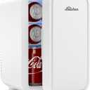 Mini Fridge,6 Liter / 8 Can Small Fridge for Bedroom, Car, Office & Dorm, 110V AC/DC Portable Thermoelectric Cooler & Warmer for Skincare, Food, Drinks, White