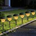 6-Pack 16.5" Solar Stake Lights Outdoor Waterproof - Warm White LED Decorative Lights for Pathway Patio Yard - Landscape Lamps for Sidewalk Decor