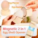 2 in 1 Egg Shell Opener with Piercer, Hard Boiled Egg Peeler, Cute Egg Cracker for Raw Eggs, Egg Separator for Home Kitchen Gadgets Tool, Beige