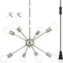 SineRise Plug-in Sputnik Chandeliers Brushed Nickel, 8 Lights Modern Sputnik Lighting Fixture with Adjustable Height for Dining Room, Living Room, Kitchen, Bedroom and Hallway