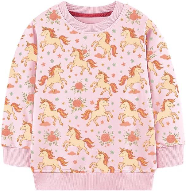 Girls Cotton Crewneck Sweatshirt  Toddler Girls Kid Graphic Shirts, 4Y