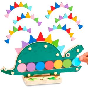 Nene Toys Hungry Dino, Montessori Wooden Dinosaur Toy for Toddlers, Color Sorting and Matching Game, Learning Toys for 2 3 Years Old Kids, Preschool Educational Game, Gift for Boys Girls 2+ Years