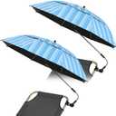 Geetery 2 Pack 48.6 Inch Large Double Canopy Beach Umbrella with Clamp Adjustable Portable Beach Chair Umbrella with Clip for Outdoor Wheelchair, Patio, Golf Carts, Camping