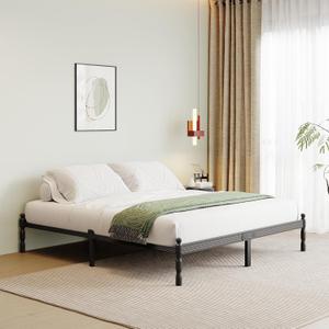 18 Inch High Metal King Bed Frame No Box Spring Needed, Platform King Size Bed Frame, Prevent Mattress Sliding, Easy to Install, Noise Free