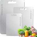 Titanium Cutting Board Set of 3 (S+M+L), 100% Pure Titanium Kitchen Cutting Boards, Double-Sided Chopping & Serving Board for Meat, Vegetables & Cheese, Lightweight, Durable & Dishwasher Safe