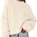 Women's Fall Oversized Sweaters Dressy Casual Long Sleeve Chunky Knit Winter Pullover Tops 2026 Holiday Outfits (Beige,Small)