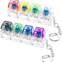 2 PCS Keyboard Fidget Toy, Keyboard Fidget Keychain 4-in-1 Keyboard Decompression Button Finger Clicker Toys, Keychain Button Stress Relief Fidget Gifts to Relief Stress (Transparent)