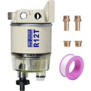 Marine Fuel Water Separator/Diesel Fuel Filter/Water Separator for R12T MARINE SPIN-ON HOUSING 120AT NPT ZG1/4-19 Includes 2 fittings,2 plugs