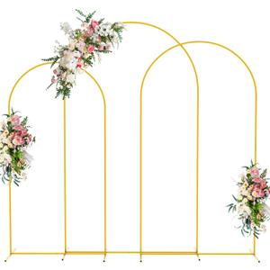 Wokceer Wedding Arch Backdrop Stand 8FT, 7.2FT, 6.6FT Set of 3 Gold Metal Arch Backdrop Stand for Wedding Ceremony Baby Shower Birthday Party Garden Floral Balloon Arch Decoration