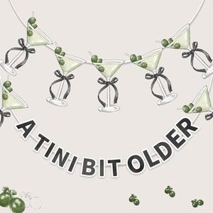 TaoBary A Tini Bit Older Banner, Martini Themed Party Decorations Weenies and Tinis Party Garland Bachelorette Bridal Shower Martini Trendy Birthday Supply, 2 Pcs(Green and Black)