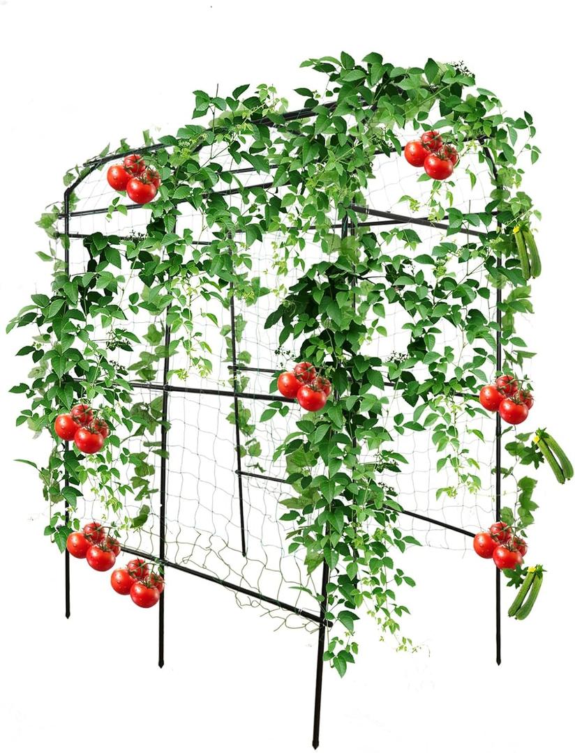 PKBD Tall Garden Arch Trellis for Climbing Plants Outdoor, 7.5 ft Tall Polyethylene-Coated Stainless Steel Garden Arch for Climbing Vine Vegetable/Fruit/Flower, Cucumber Trellis for Raised Bed, Black
