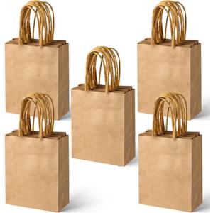 SPERPAND 30Pcs Mini Kraft Gift Bags - 6.5" Small Brown Paper Bags for Birthday, Baby Shower, Christmas, Wedding, Party Favor Bag