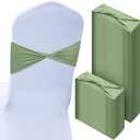 Kinlop 150 Pcs Spandex Chair Sashes Bows Stretch Chair Cover Bands Elastic Ties Bands Slider Sashes Without Buckle Decorations for Wedding Party Events Ceremony Birthday(Sage Green)