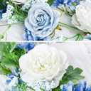 Lvydec 2 Pack Artificial Peony Flower Garland - 6ft Silk Peony Red Flower Garland Arch Flower Vine for Wedding Party Table Decoration(Blue and White)
