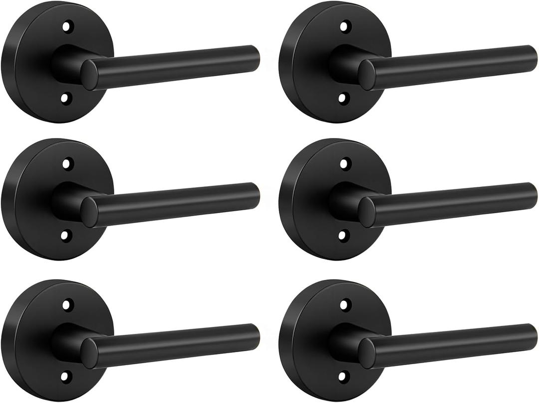 Goldenwarm 3 Pack Black Dummy Door Handles, Non-Turning Single Side Pull Door Lever Matte Black, Heavy Duty Door Handle for Closet Pantry