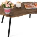 Small Cloud Shape Coffee Table Wooden Center Table, Retro Brown, 39.5 inches x 20 inches x 16.5 inches
