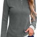 Gardenwed Sweater for Women Long Sleeve Shirts Tunic Tops Women Loose Fit Sweaters Trendy 2025 (Gray, S)