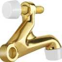 HOMOTEK 8 Pack Hinge Pin Door Stoppers, Hing Door Stops, Adjustable Deluxe Heavy Doorstops for Top of Door, Door Hinge Stoppers with White Rubber Bumper Tips, Bright Brass