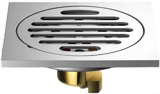 Square Floor Drain with Backflow Preventer, 4 x 4 inch, Stainless Steel 304, for Kitchen Bathroom Balcony Backyard,Brass Core, Silver Chrome 006