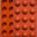 Lerykin Small 15-Cavity Semi Sphere Silicone Molds Non-Stick,2 Packs Half Sphere Silicone Baking Molds for Making Jelly, Chocolates and Cake