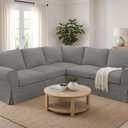 Heavy Duty Polyester Sofa Cover Only Replacement Compatible with IKEA Ektorp 3 Seat Sofa, Loveseat, Armchair, Sectional Corner, Chaise or Footstool Ektorp Slipcover (Light Gray Polyester 2+2)