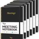 Taja 6 Pack of Meeting Notebook for Work Organization - Work Planner Notebook with Action Items, Agenda Planner for Note Taking, 160 Pages (6.9" X 9.9") Project Organizer for Men & Women - Black