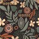 Floralplus Peel and Stick Wallpaper Boho Dark Floral Wallpaper for Bathroom Renter Friendly Wallpapers Boho Vintage Leaf Contact Paper for Bedroom Removable Wall Mural 17.5 x 118 in (Black)