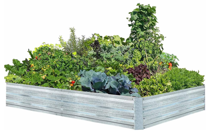 Galvanized Raised Garden Beds for Vegetables Large Metal Planter Box Steel Kit Flower Herb (8 x 4 x 1 ft * 1 Pack, Galvanized)