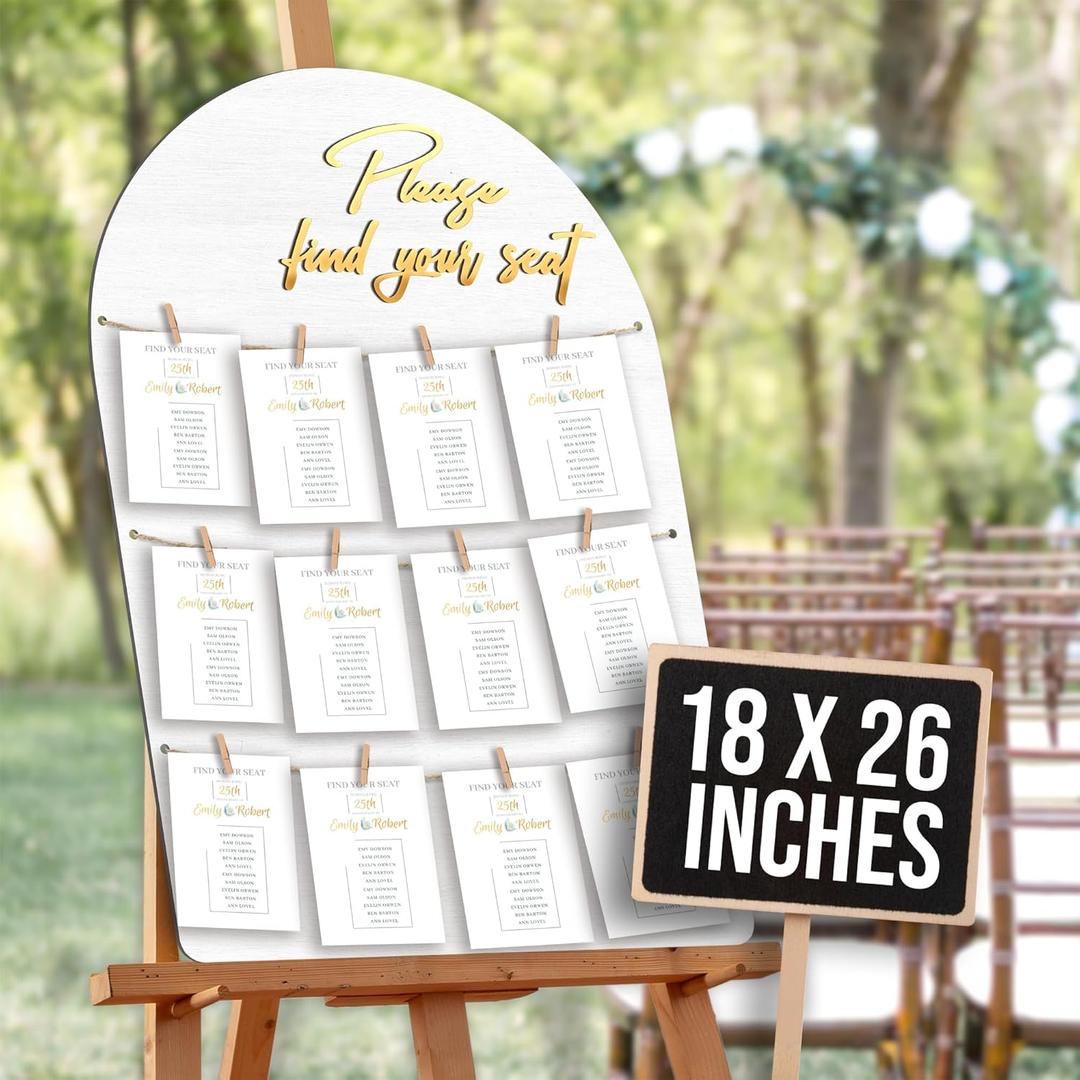 Stofinity Wedding Seating Chart Board Display for Wedding Reception - Rustic Seating Chart for Reception Display, Find Your Seat Sign Wood Board Decor Ideas
