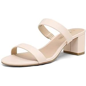 DREAM PAIRS Women's Two Strap Open Toe Low Block Chunky Heels Sandals Dress Pumps Casual Summer Mules Shoes 5.5