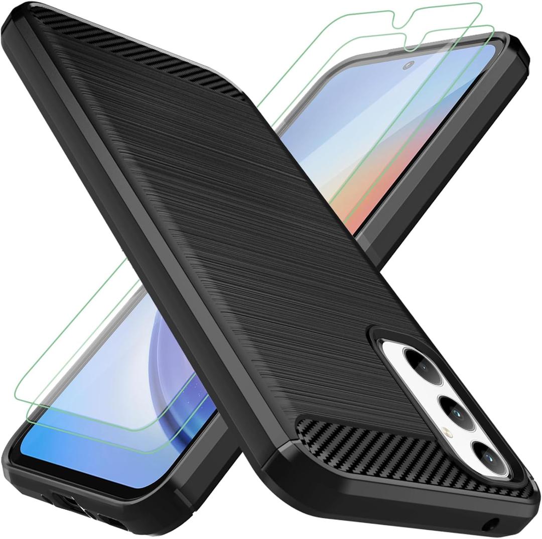 Osophter for Samsung Galaxy A35 5G Case: with 2pcs Screen Protector Shock-Absorption Flexible TPU Rubber Protective Cover for Samsung Galaxy A35 5G Phone Case(Black)