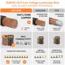 SUNVIE 12/2 Low Voltage Landscape Wire 250FT with Spool Outdoor Landscape Lighting Cable 12 Gauge 2 Conductors Low Voltage Wire for Landscaping Lights, ETL Listed, Pure Copper, Direct Burial