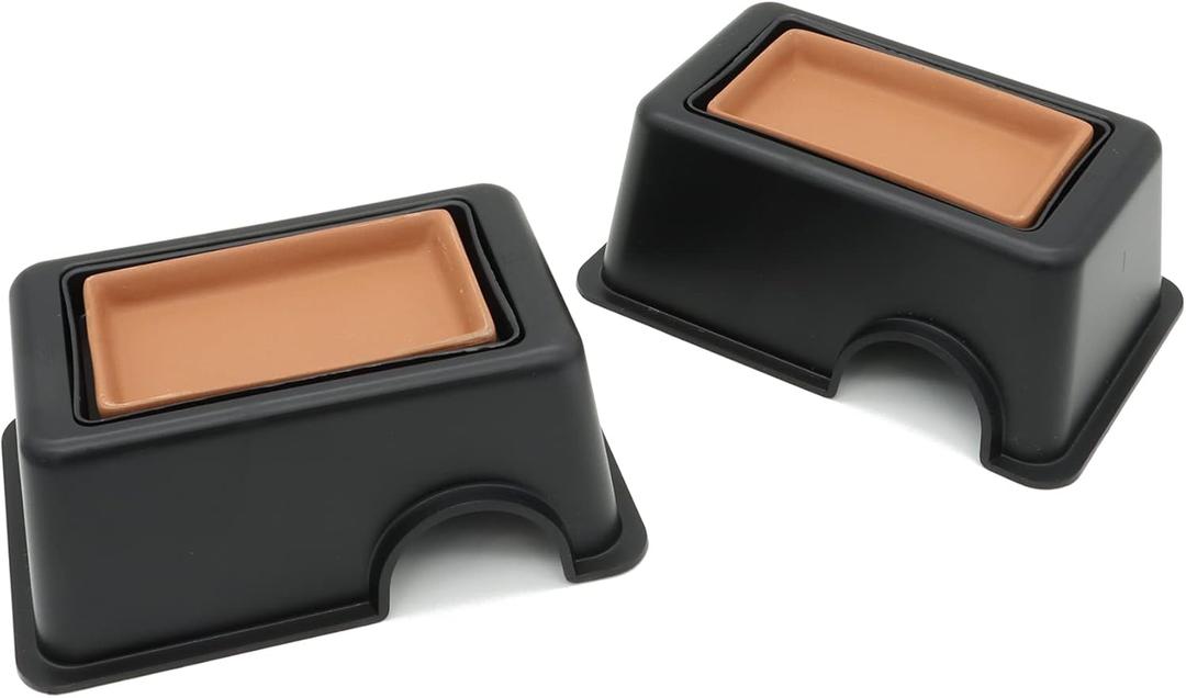 2 Pcs Small Reptile Hide Box Humidifier Caves Water Supply Hideout with Sink Basin for Lizards, Gecko, Snake (Black)