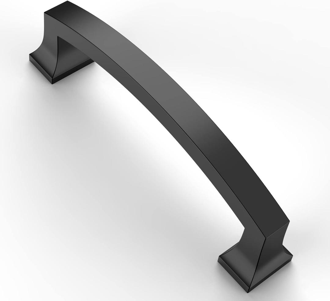Asidrama 10 Pack 4 Inch(102mm) Hole Centers Kitchen Cabinet Handles, Matte Black Cabinet Pulls Kitchen Cabinet Hardware for Cupboard Drawer Pulls (4" Hole Center)