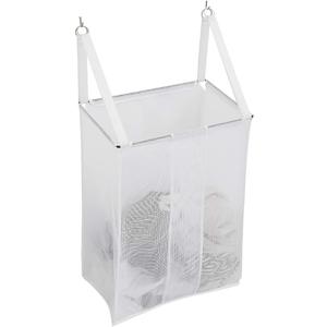 ALYER Wall Hanging Mesh Laundry Hamper,Over the Door Large Storage Bag with Big Metal Support Opening,Hardware Included (White)