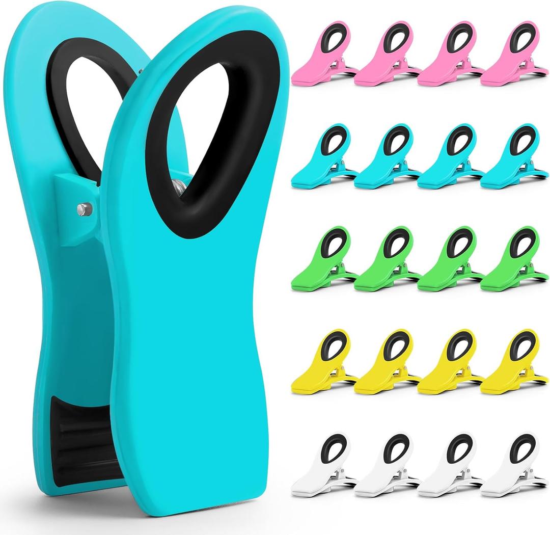 20 Pack Chip Clips, Bag Clips, Binder Clips, Multipurpose Food Clip, Magnetic Clip for Chip, Snack, Food Storage, Kitchen, Packages, Office Paper Clamps