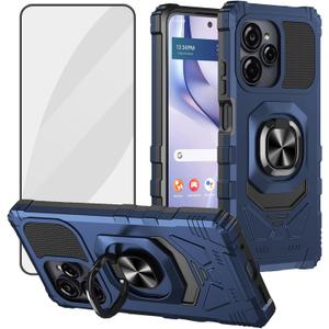 Ailiber for BLU View Speed Ultra 5G Kickstand Case, BLU View Speed Ultra Screen Protector, for Car Mount, Military Grade, Full Body Shockproof Military Grade Rugged Cell Phone Cover-Blue